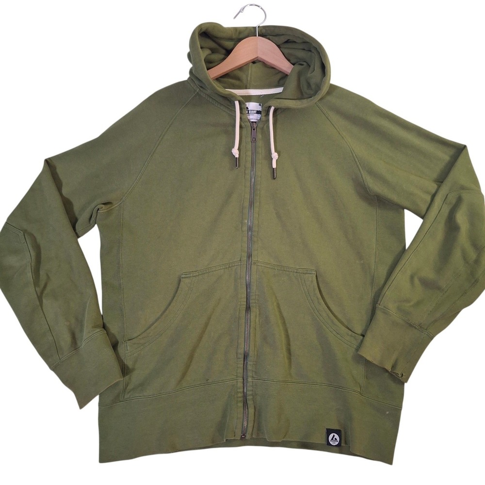 American Giant Full Zip Hoodie Men's Large Olive Green Sweatshirt USA